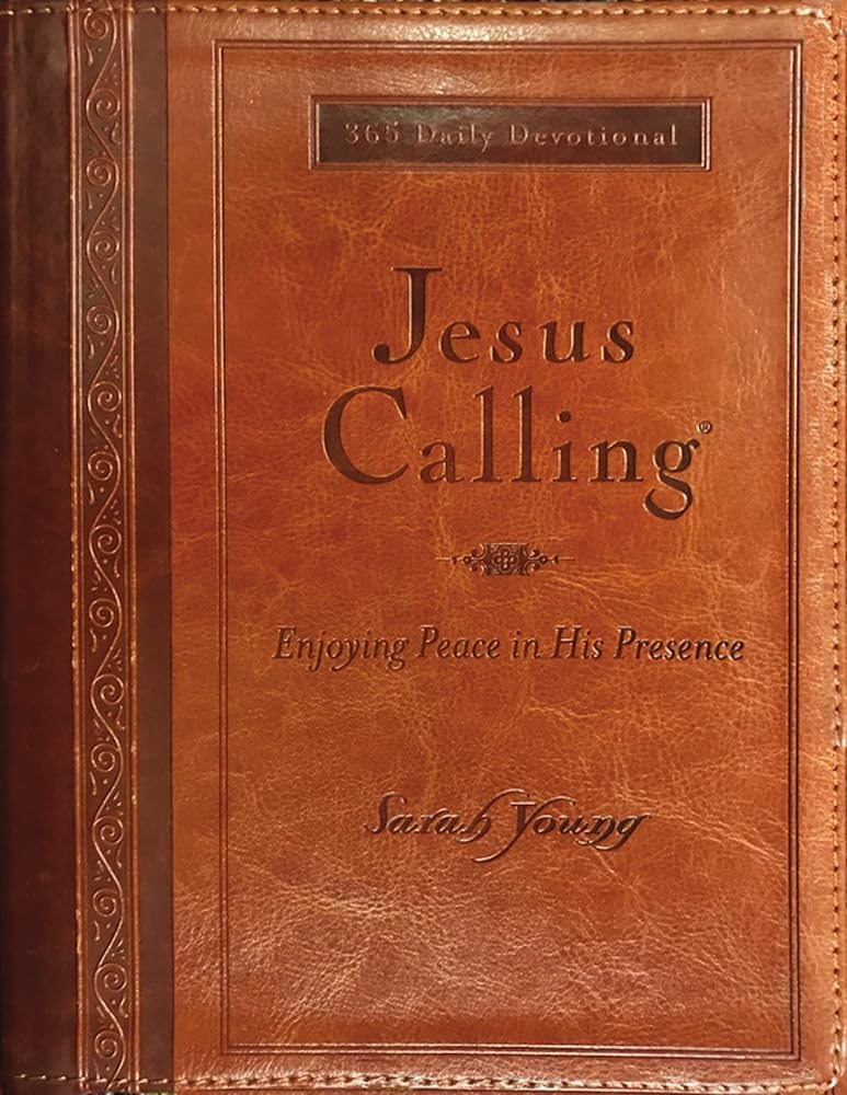 Jesus Calling, Large Text Brown Leathersoft, with full Scriptures: Enjoying Peace in His Presence (a 365-day Devotional) cover image